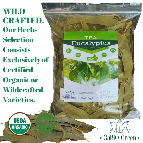 Vista 2 de Hojas enteras de eucalipto, calidad premium, hojas enteras de eucalipto (más de 500 hojas) 1 libra de té suelto de hierbas, té de eucalipto de hoja