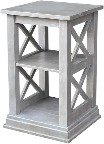 Vista 11 de IC International Concepts Hampton - Mesa decorativa de madera maciza con estantes, color negro