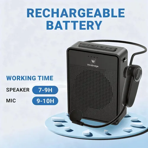 Vista 6 de Amplificador de Voz con Micrófono Inalámbrico y Auriculares, Micrófono Ultra Portátil de Sonido Original y Altavoz, Megafono de 15W con Micrófono