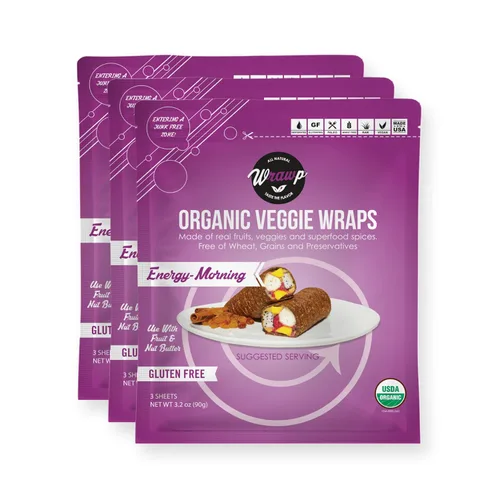 Vista 8 de WrawP Paquete variado de mini envoltura vegetal orgánica de 3 sabores (original, espirulina, vida vegetal) estable en el estante, todo natural, sin