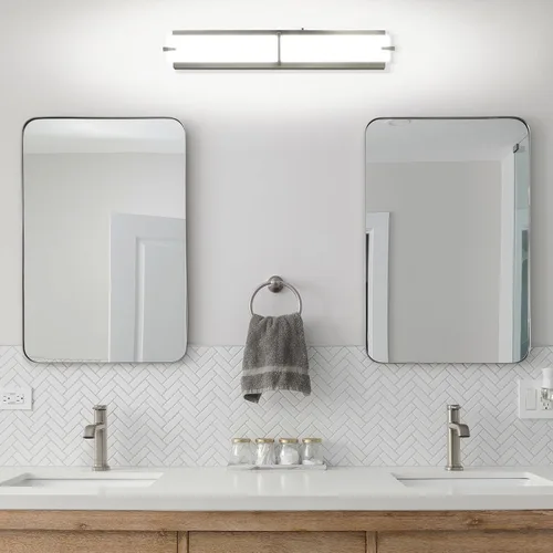Vista 3 de LUXRITE Luces LED de tocador de 24 pulgadas de níquel cepillado para baño, 3CCT seleccionables, 3000K, 4000K, 5000K, barra de luz moderna sobre