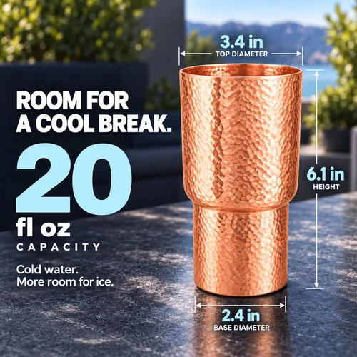 Vista 11 de Vasos de cobre puro de 20 onzas para beber