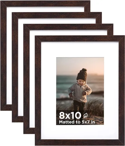Vista 45 de KINLINK Marco de Fotos A3 Negro Juego de 4, Marcos de Fotos de Madera con Paspartú A4 con Plexiglás para A4 con Paspartú o A3 sin Paspartú