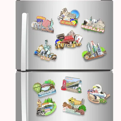 Vista 4 de Imán de nevera con imán de Reno de Estados Unidos, monumentos de madera 3D, decoración de recuerdos coleccionables, de viaje, hecho a mano