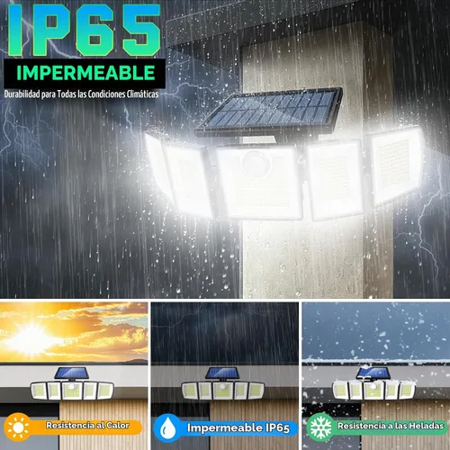 Vista 6 de MDCMDCM Luces solares para exteriores, sensor de movimiento impermeable, 416 LED, 3000 lúmenes, súper brillante, 3 brillo; 3 modos, iluminación