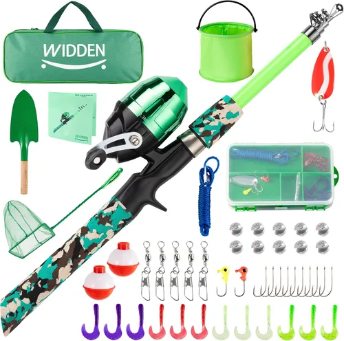 Vista 13 de WIDDEN Kids Fishing Pole, Portable Telescopic Kids Fishing Poles for Boys and Girls, Fishing Rod and Reel Combo Kit with Tackle Box, and Fishing
