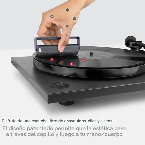 Vista 3 de Boundless Audio - Cepillo limpiador de discos - Cepillo antiestático de fibra de carbono para vinilo - Accesorios para tocadiscos para limpieza