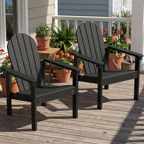 Vista 2 de SERWALL Silla Adirondack moderna apilable, silla de patio al aire libre de HDPE con diseño que ahorra espacio, silla para hoguera para todo