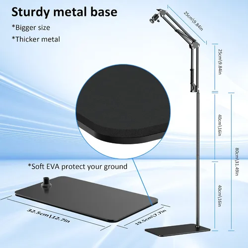 Vista 6 de Trípode para teléfono con luz recargable para cocinar videos, soporte de teléfono móvil con anillo de luz, creador de contenido, grabación de video