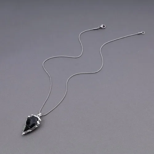 Vista 6 de COAI Collar de cristal crudo de obsidiana con punta de flecha