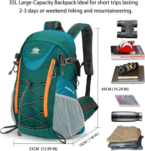 Vista 2 de Mochila de viaje ligera, Azul lago, Mediana, Deportes