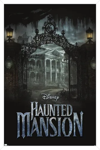 Vista 13 de Disney Haunted Mansion - Póster de pared de mansión, 22.4 pulgadas de largo x 14.7 pulgadas de ancho, versión enmarcada de madera de granero