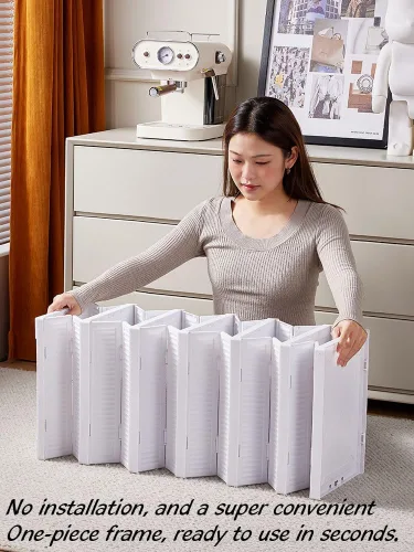 Vista 2 de FUYUN Organizador de zapatos de plástico – Cajas de zapatos apilables y plegables de 6 niveles para armario, contenedores transparentes y que