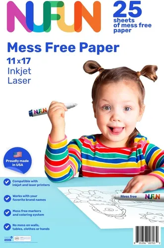 Vista 6 de NuFun Activities Rollo de caballete libre de desorden de 17 pulgadas x 200 pies, papel de colorear en blanco para niños, papel de arte sin desorden