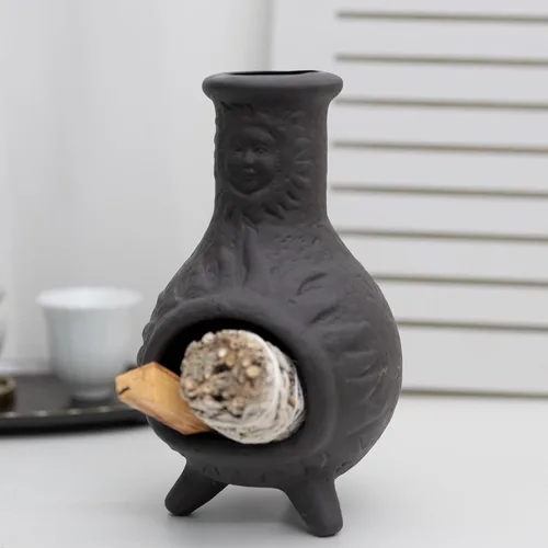 Vista 7 de MOUGIGI Soporte de Palo Santo Hecho a Mano y Quemador de Conos de Incienso - Elegante Accesorio para Limpias de Salvia con Capacidad para Rituales