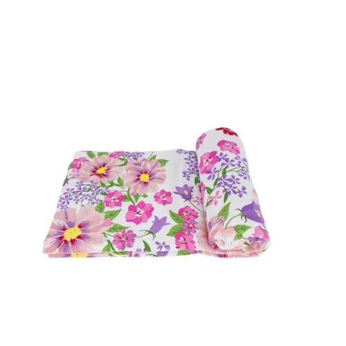 Vista 4 de Toldo para asiento de coche para bebé, extra suave y elástico, funda de lactancia floral púrpura y rosa
