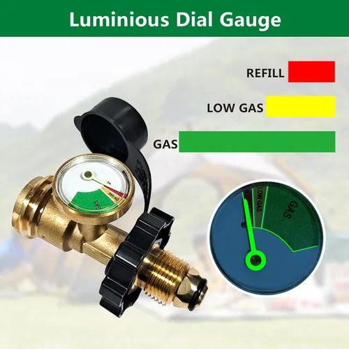 Vista 5 de Válvula de medidor de presión de gas de tanque de propano universal, indicador de nivel de tanque de propano Detector de fugas utilizado