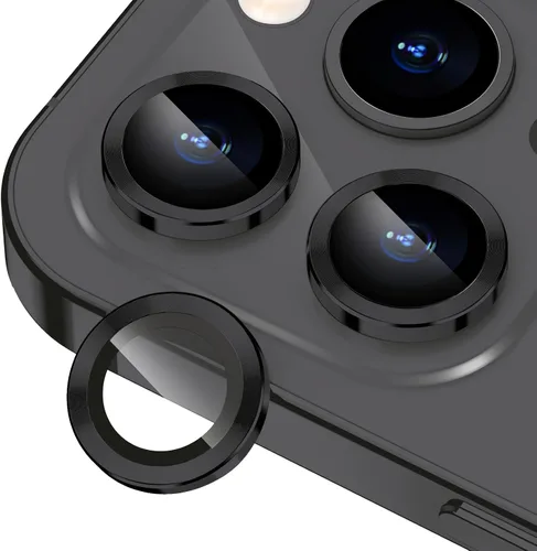 Vista 25 de Protector de lente de cámara para iPhone 15 Pro/iPhone 15 Pro Max, anillo de metal individual, dureza 9H, protector a prueba de arañazos, accesorios