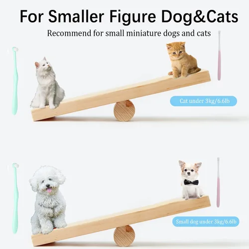 Vista 6 de JGocot Cepillo de dientes para perros pequeños, cabezal de microcepillo, nano cerda, cepillo de dientes suave para encías y dientes sensibles, kit