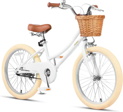 Vista 42 de Petimini Vintage Kids Bike for Girls, 12–20 Inch Classic Bicycle with Wicker Basket & Bell, High Tensile Steel Frame, Training Wheels (12–18”), 85%