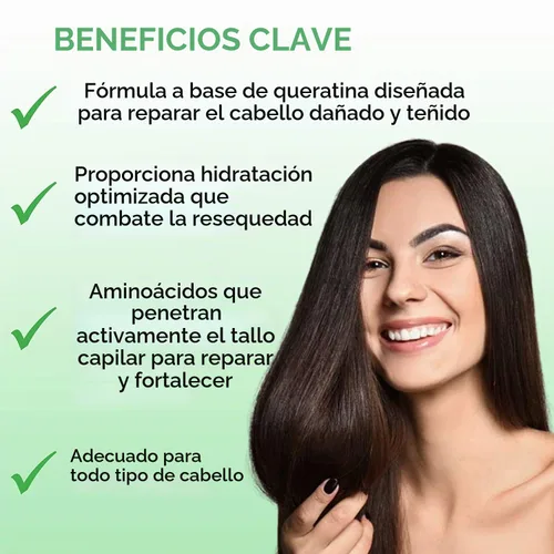 Vista 2 de Kashmir Keratin Champú enriquecido sin sulfato sin parabenos para todo tipo de cabello NUEVA PRESENTACIÓN (8 Fl. Oz)