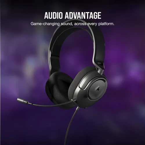 Vista 2 de Corsair HS35 v2 Auriculares con cable para juegos multiplataforma – Micrófono omnidireccional flexible – Conexión universal de 3.5mm – PC, Mac, PS5