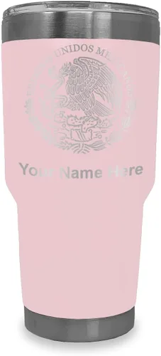 Vista 23 de LaserGram - Vaso personalizado de 20 onzas, bandera de México (negro)