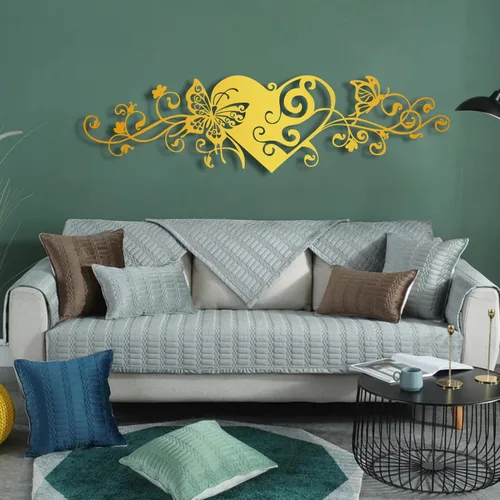 Vista 7 de Arte de pared de metal, arte de pared de corazón de metal, decoración de pared de mariposa de metal, arte de pared de corazón y mariposa, esculturas