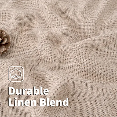 Vista 101 de BGment Cortinas de Lino Beige de 63 Pulgadas de Largo 2 Paneles - Tratamientos para Ventanas con Textura de Arpillera Filtrantes de Luz Cortinas B