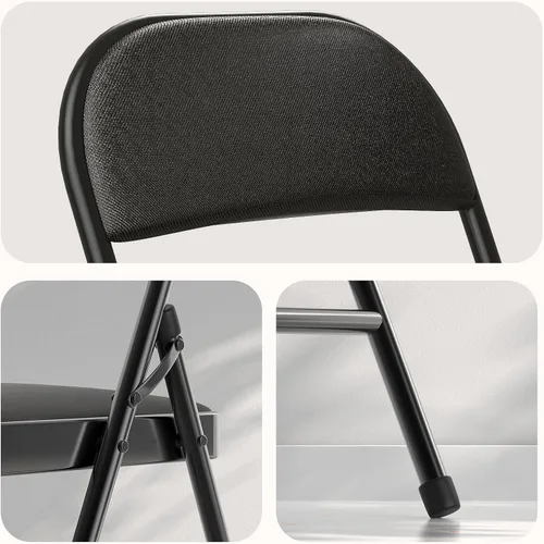 Vista 9 de Nazhura Paquete de 4 sillas plegables, juego de sillas de comedor de tela con cojín acolchado y respaldo, asiento interior y exterior para hogar
