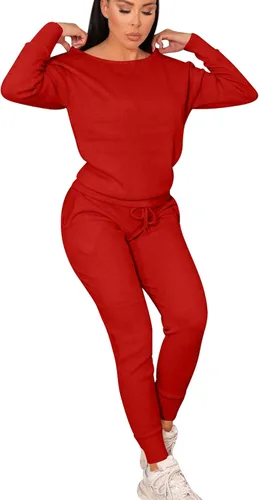 Vista 4 de VASAUGE Conjunto deportivo de 2 piezas de entrenamiento para mujer, camiseta de manga larga, pantalones deportivos