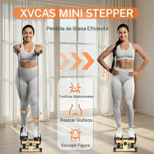 Vista 2 de Mini Stair Stepper with Resistance Bands for Home Exercise Compact Stair Stepper with LCD Monitor, 220 lb Capacity, Smooth Low-Impact Cardio