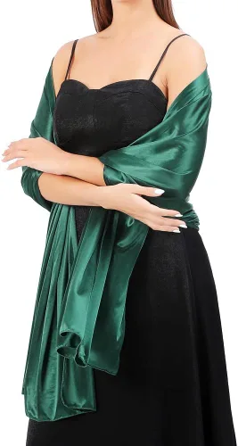 Vista 2 de Ladiery Chales y envolturas de satén sedoso para mujer, vestido de noche, ligero, largo, para novia, elegante, brillante, estola de boda