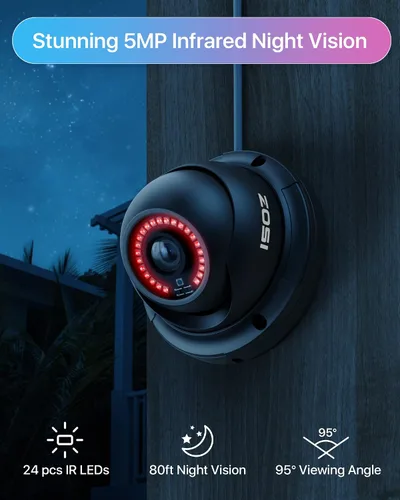 Vista 3 de ZOSI Sistema de cámara de seguridad para el hogar PoE de 8 canales 8MP 4K PoE al aire libre, 8 cámaras IP domo PoE con cable de 5 MP (3K), NVR PoE