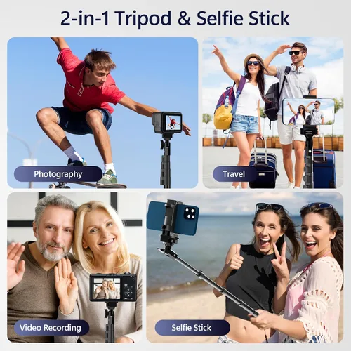 Vista 8 de EMART Trípode de teléfono de 63 pulgadas para iPhone y selfie, soporte de trípode ajustable para teléfono celular con control remoto y soporte