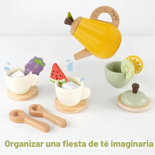 Vista 3 de PairPear Juego de té para niños pequeños de 3 a 5 años, juego de té