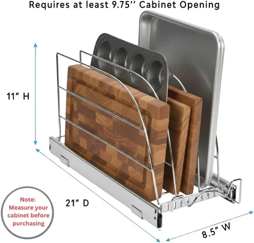 Vista 4 de HOLDN' STORAGE Organizador extraíble para utensilios de horno, tabla de cortar y bandejas, divisores ajustables, resistente, garantía limitada