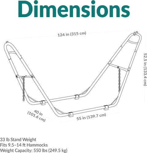 Vista 7 de Sunnydaze soporte para hamaca universal multiuso de acero resistente de 550 libras de capacidad, para 2 personas, para hamacas de 9 a 14 pies de Azul