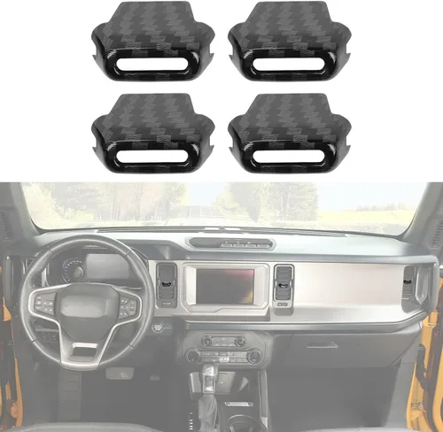 Vista 11 de Jimen Compatible con Ford Bronco 2021-2023, 4 piezas de cubierta de botón de ajuste de ventilación de aire de consola central (azul)