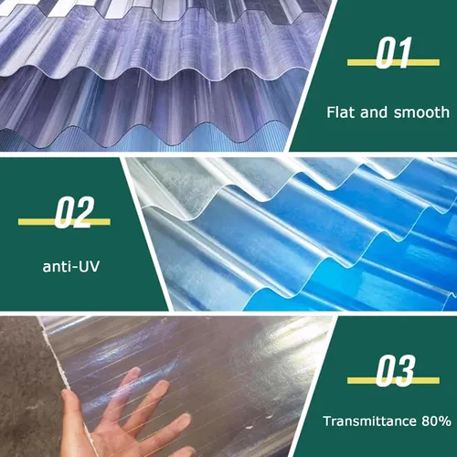 Vista 4 de Paneles de iluminación diurna FRP de 0.087 in de grosor, hoja de techo transparente, material corrugado para techos, tablero a prueba de lluvia 1