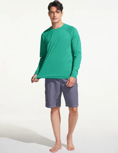 Vista 3 de TSLA - Camisetas de protección para hombre con protección FPU 50+, FPU UV, de ajuste holgado y manga larga, para natación, correr, entrenar fresco