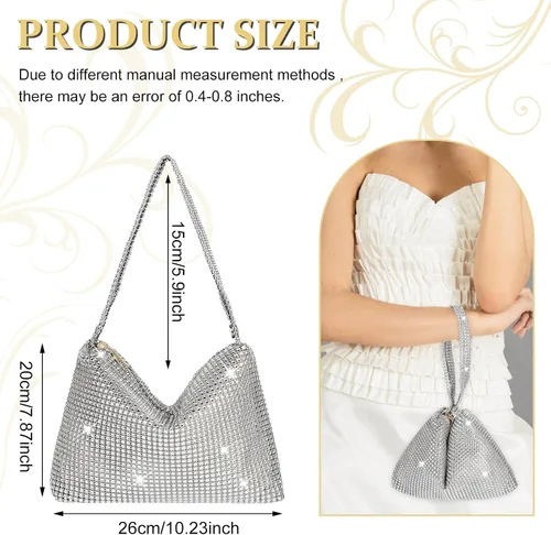 Vista 2 de Giantree Bolso de mano brillante con diamantes de imitación para mujer, bolso de noche brillante para bola de masa, bolso de mano para banquete