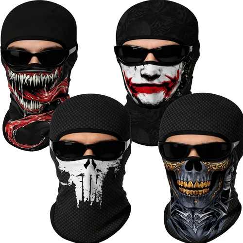 Vista 44 de Pasamontañas 3D, máscara de cara completa, resistente al viento, máscara de esquí con calavera táctica para motocicleta, ciclismo, Halloween