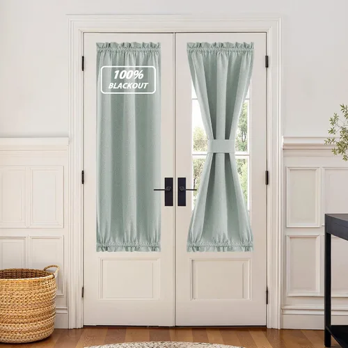 Vista 175 de NICETOWN Cortinas de Lino para Puerta Lateral - Cortinas Opacas con Aislamiento Térmico para Puerta Delantera Francesa para Sombra Pequeña