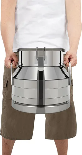 Vista 8 de Lata de leche de acero inoxidable de 3.17 galones, jarra de leche de 12L Recipiente de acero inoxidable de grado alimenticio, cubo de leche, jarra