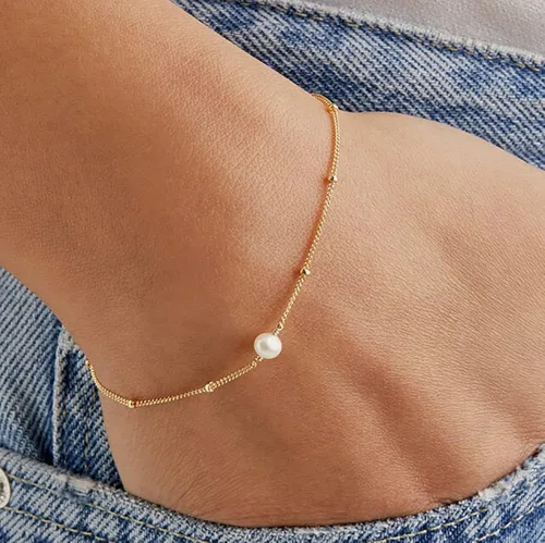 Vista 3 de DeScount - Pulsera de cadena de elegante oro para mujer, pulseras de cadena individual o en capas, con eslabón de dije de corazón, karma, triángulo