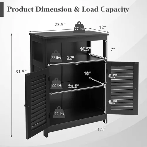 Vista 3 de MAT EXPERT Gabinete de madera independiente con estante ajustable de 3 posiciones, entrada, pasillo, sala de estar, 23.5 pulgadas de largo x 12