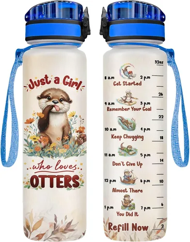 Vista 25 de 34HD Axolotl - Botella de agua de 32 onzas, bonita botella motivacional para mujer, botella de gimnasio con marcador de tiempo, regalo