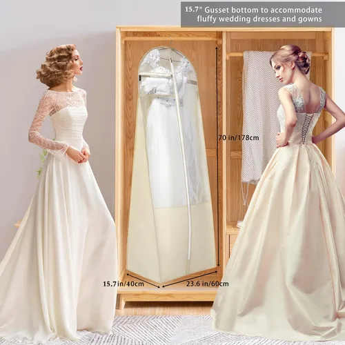 Vista 3 de ANZORG Bolsa de vestido de novia de 70 pulgadas para vestidos largos, bolsa de ropa de viaje para baile de graduación, vestido de noche, enagua