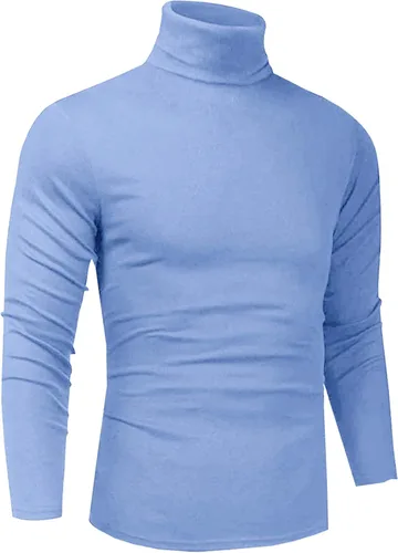 Vista 117 de Camiseta de manga larga para hombre, ajustada, ligera, con cuello de tortuga